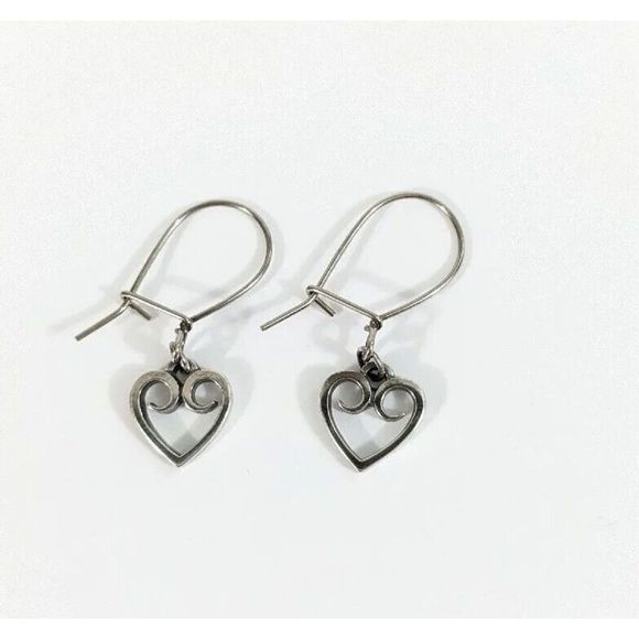 Heart Shaped James Avery Retired Dangle Earrings 925 Sterling Silver Scrolled - Picture 3 of 10